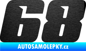 Samolepka Startovní číslo 68 typ 6 škrábaný kov černý