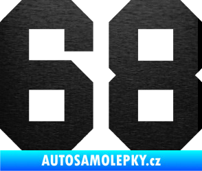 Samolepka Startovní číslo 68 škrábaný kov černý