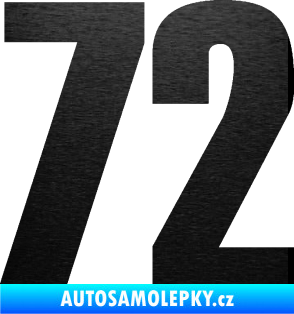 Samolepka Startovní číslo 72 typ 2   škrábaný kov černý