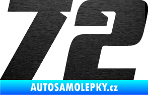 Samolepka Startovní číslo 72 typ 6 škrábaný kov černý