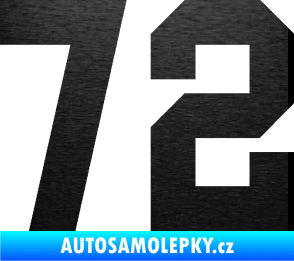 Samolepka Startovní číslo 72 škrábaný kov černý