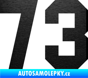 Samolepka Startovní číslo 73 škrábaný kov černý