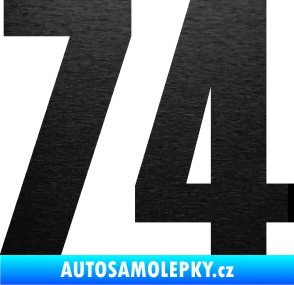 Samolepka Startovní číslo 74 typ 2     škrábaný kov černý