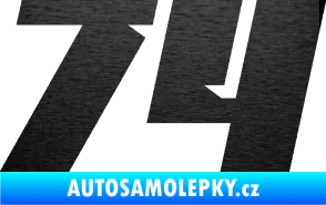 Samolepka Startovní číslo 74 typ 6 škrábaný kov černý