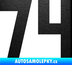 Samolepka Startovní číslo 74 škrábaný kov černý
