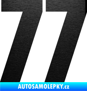 Samolepka Startovní číslo 77 typ 2        škrábaný kov černý
