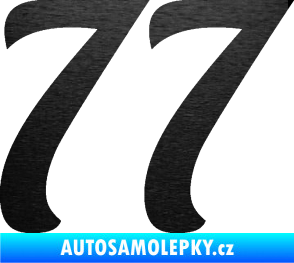 Samolepka Startovní číslo 77 typ 3   škrábaný kov černý