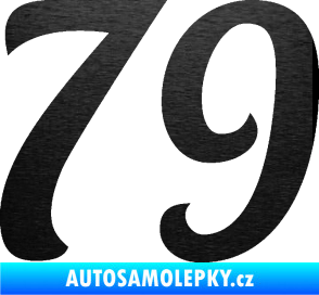 Samolepka Startovní číslo 79 typ 3   škrábaný kov černý