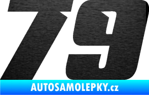 Samolepka Startovní číslo 79 typ 6 škrábaný kov černý