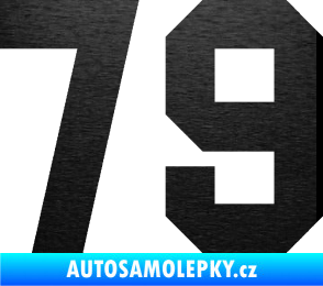 Samolepka Startovní číslo 79 škrábaný kov černý