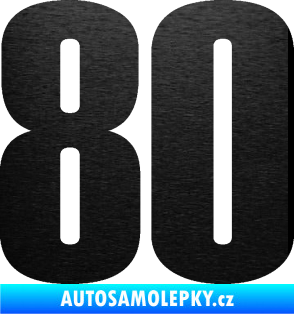 Samolepka Startovní číslo 80 typ 2           škrábaný kov černý