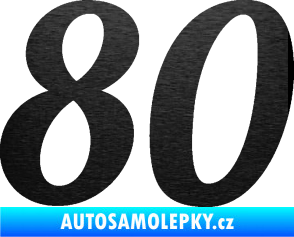 Samolepka Startovní číslo 80 typ 3   škrábaný kov černý