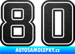 Samolepka Startovní číslo 80 typ 5 škrábaný kov černý