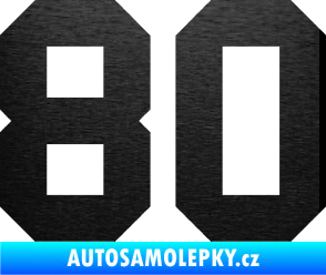 Samolepka Startovní číslo 80 škrábaný kov černý