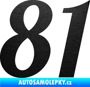 Samolepka Startovní číslo 81 typ 3   škrábaný kov černý