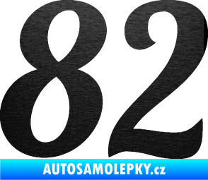 Samolepka Startovní číslo 82 typ 3   škrábaný kov černý