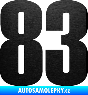 Samolepka Startovní číslo 83 typ 2   škrábaný kov černý
