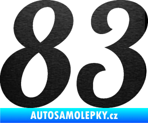 Samolepka Startovní číslo 83 typ 3   škrábaný kov černý