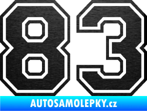 Samolepka Startovní číslo 83 typ 4 škrábaný kov černý