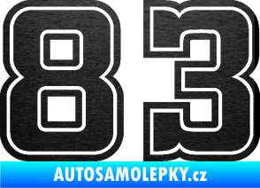 Samolepka Startovní číslo 83 typ 5 škrábaný kov černý