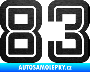 Samolepka Startovní číslo 83 typ 7 škrábaný kov černý