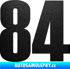 Samolepka Startovní číslo 84 typ 2    škrábaný kov černý
