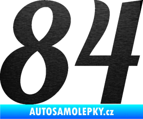 Samolepka Startovní číslo 84 typ 3  škrábaný kov černý