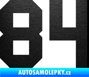Samolepka Startovní číslo 84 škrábaný kov černý