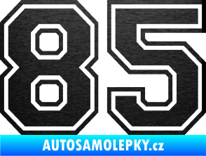 Samolepka Startovní číslo 85 typ 4 škrábaný kov černý