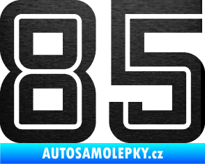 Samolepka Startovní číslo 85 typ 7 škrábaný kov černý