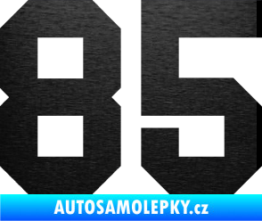 Samolepka Startovní číslo 85 škrábaný kov černý