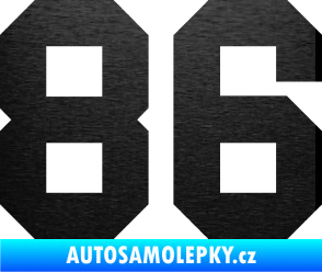 Samolepka Startovní číslo 86 škrábaný kov černý