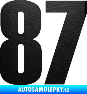 Samolepka Startovní číslo 87 typ 2       škrábaný kov černý