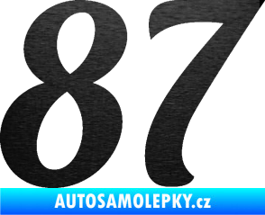 Samolepka Startovní číslo 87 typ 3   škrábaný kov černý