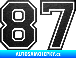 Samolepka Startovní číslo 87 typ 4 škrábaný kov černý