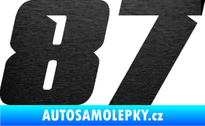 Samolepka Startovní číslo 87 typ 6 škrábaný kov černý