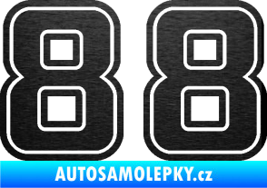 Samolepka Startovní číslo 88 typ 5 škrábaný kov černý