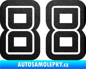 Samolepka Startovní číslo 88 typ 7 škrábaný kov černý