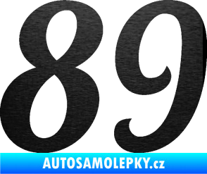 Samolepka Startovní číslo 89 typ 3  škrábaný kov černý