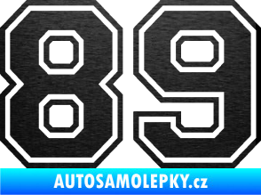 Samolepka Startovní číslo 89 typ 4 škrábaný kov černý