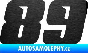 Samolepka Startovní číslo 89 typ 6 škrábaný kov černý