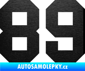 Samolepka Startovní číslo 89 škrábaný kov černý