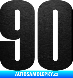 Samolepka Startovní číslo 90 typ 2          škrábaný kov černý