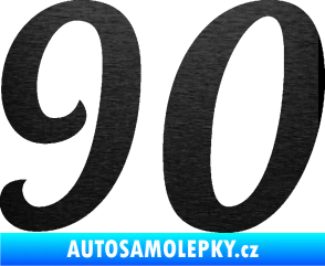 Samolepka Startovní číslo 90 typ 3   škrábaný kov černý