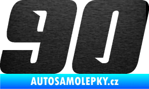 Samolepka Startovní číslo 90 typ 6 škrábaný kov černý