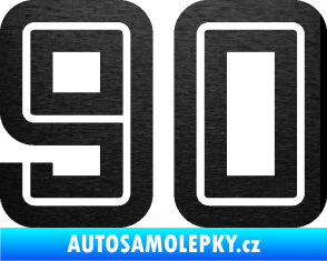 Samolepka Startovní číslo 90 typ 7 škrábaný kov černý