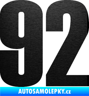 Samolepka Startovní číslo 92 typ 2  škrábaný kov černý