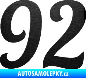 Samolepka Startovní číslo 92 typ 3   škrábaný kov černý