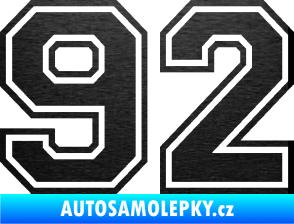 Samolepka Startovní číslo 92 typ 4 škrábaný kov černý