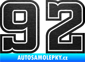 Samolepka Startovní číslo 92 typ 5 škrábaný kov černý